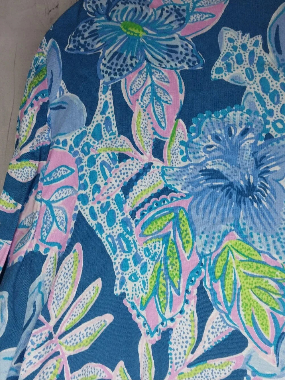 Lilly Pultizer Lillith Floral Popover Resortwear Preppy Tunic In Macaw Blue - Picture 9 of 10